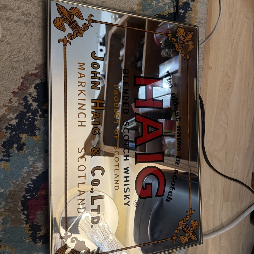 Vintage Haig Blended Scotch Whiskey Bar Mirror Sign Man Cave